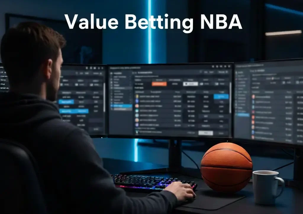 Stratégies paris NBA : parieur analysant plusieurs écrans de cotes
