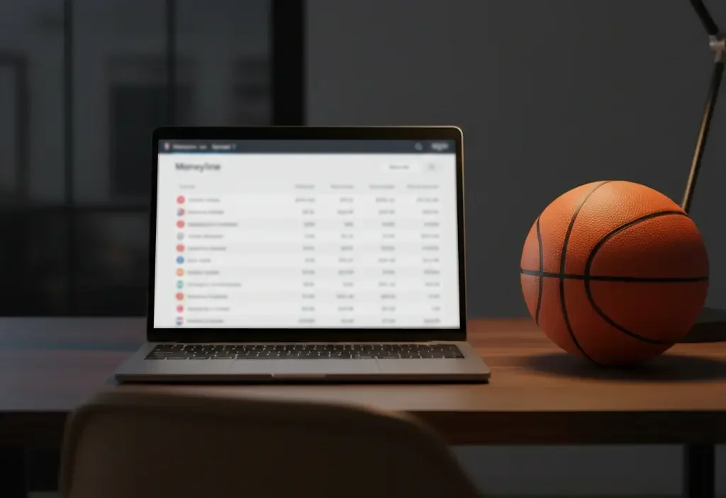 Types de paris NBA : tableau des cotes moneyline et spread sur écran